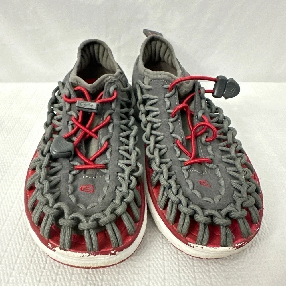Keen Uneek Sandals Youth Boys Size 3 Gray Red Hiking Trail